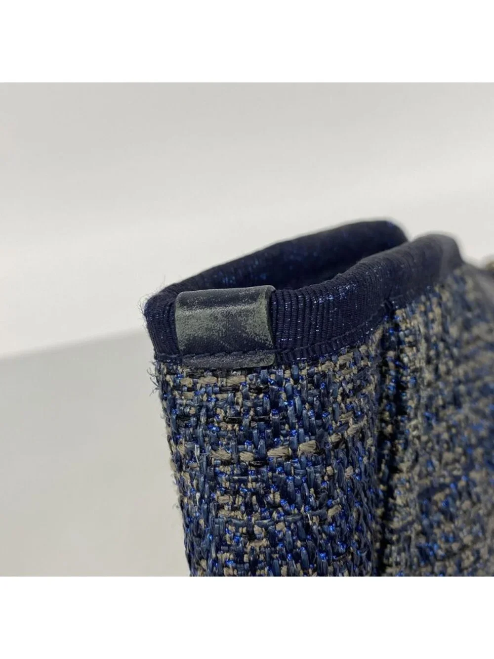 Chanel Tote Bag Deauville Tweed Blue Gold
